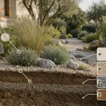 Jardin méditerranéen sans entretien : sol paillé et plantes sobres