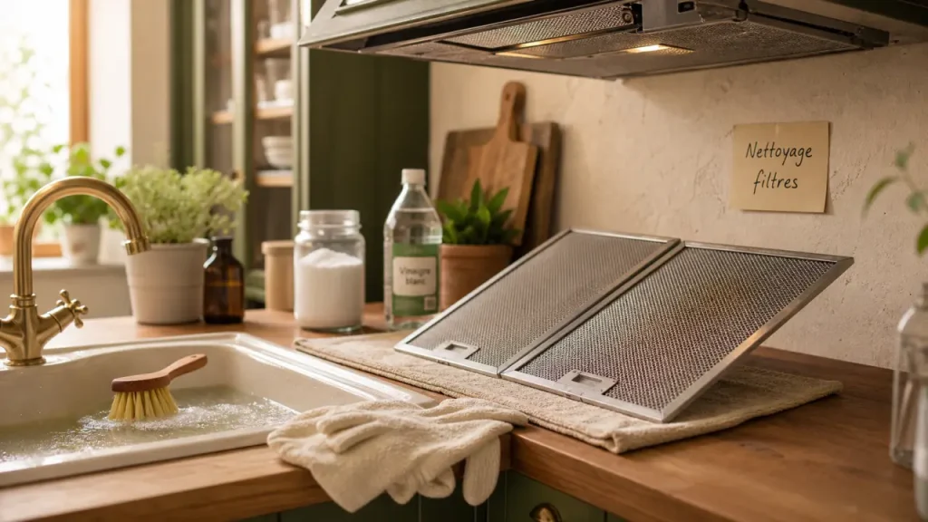 Nettoyage grille hotte : filtres gras et eau chaude vinaigre