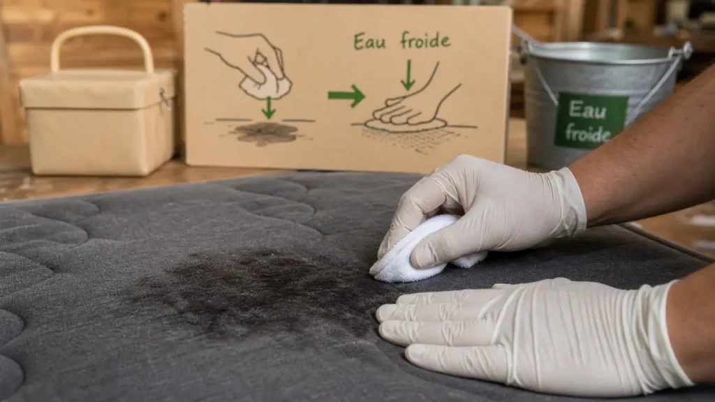 Nettoyer tache de sang sur matelas : tamponner à l’eau froide et bicarbonate