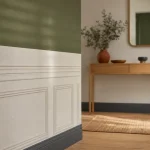 Papier peint soubassement beige imitant des moulures