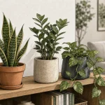 Plantes d’intérieur faciles d’entretien : sansevieria, zamioculcas, pothos en pot