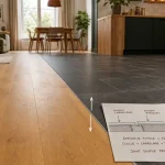 Jonction salon parquet cuisine carrelage : transition parquet et carrelage