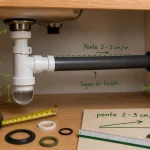 Schéma évacuation évier cuisine : raccord, siphon et pente