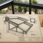 Volet roulant veranda en toiture, vue coffre et lames