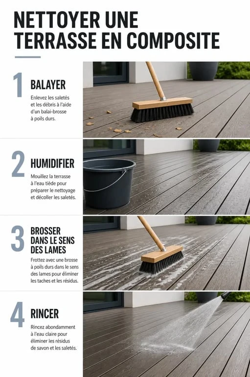 Nettoyer terrasse en composite : les étapes simples à suivre
