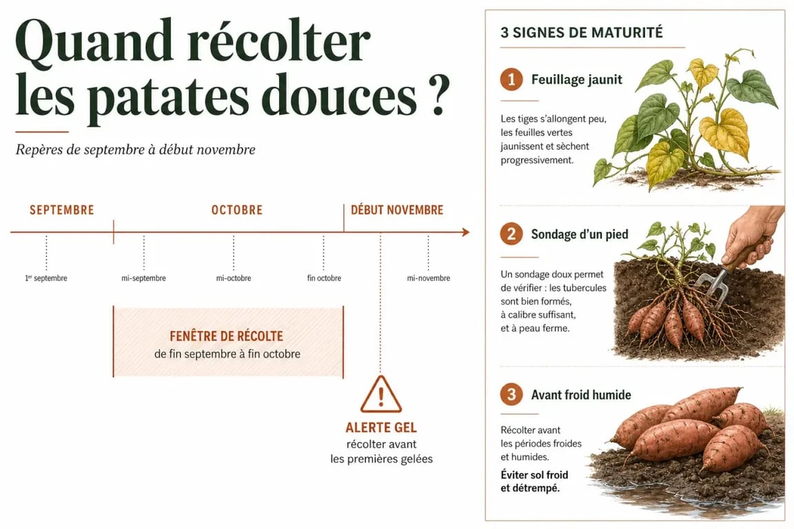 Quand récolter les patates douces : calendrier de récolte de septembre à novembre et signes de maturité
