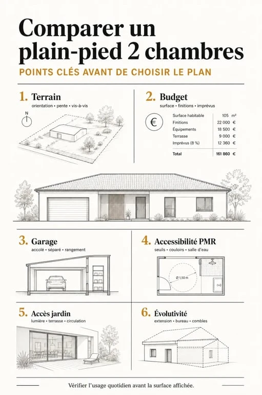 Plan maison plain-pied 2 chambres : points clés à vérifier avant de choisir
