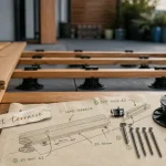 Kit terrasse en bois prêt à poser, lames sur plots PVC