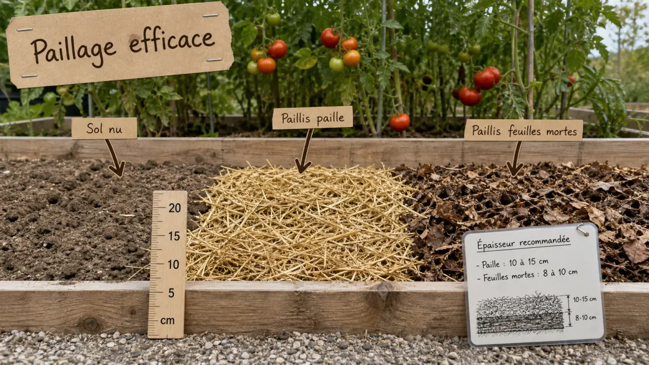 Le paillage au potager : 8 à 10 cm, paillis paille et feuilles mortes
