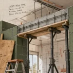 Ouverture maximale mur porteur sans IPN avec linteau béton armé en cours de pose