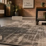Tapis style industriel gris anthracite et beige en loft atelier