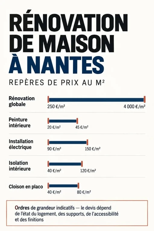 Rénovation maison Nantes : infographie des prix indicatifs par poste de travaux