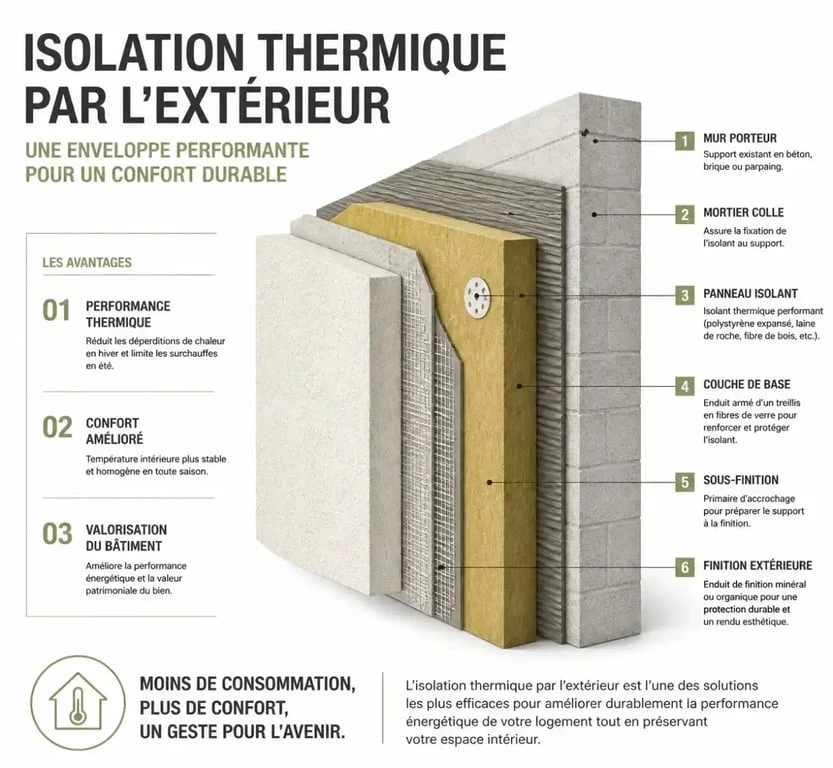 Schéma technique d'une isolation thermique performante pour centre de formation