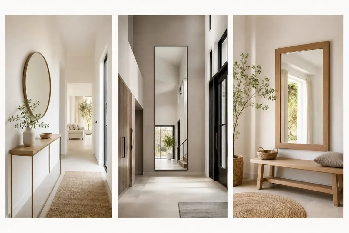 Comparaison visuelle des styles de miroir entree selon la forme et l’ambiance