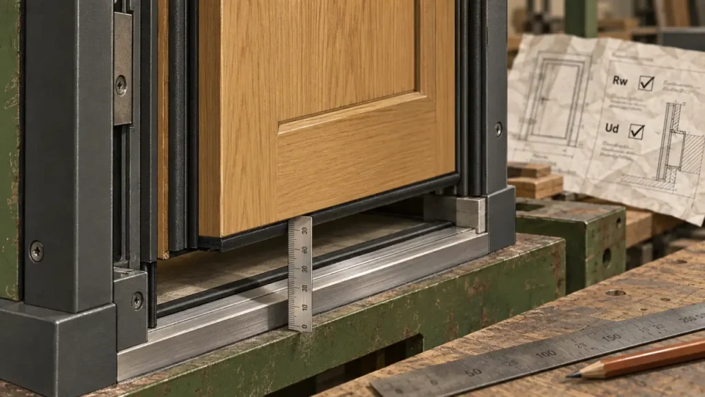 Porte palière isolation phonique et thermique : mesure Rw Ud joints et seuil