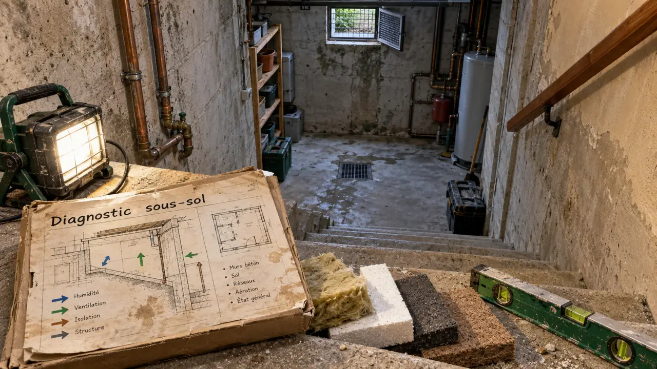 Rénovation maison année 70 sur sous-sol : traces d’humidité au sous-sol, diagnostic