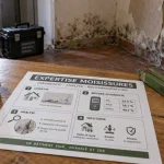 Expertise moisissures litige : mur humide, relevés d’humidité et rapport de diagnostic.