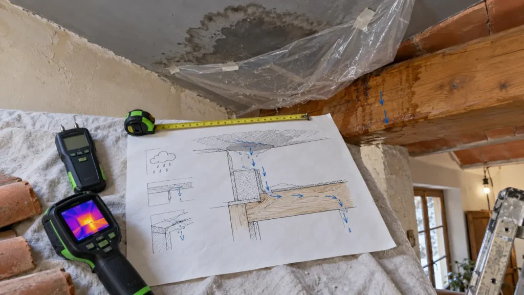 Recherche d’infiltration : trouver l’entrée d’eau avant de refaire les murs